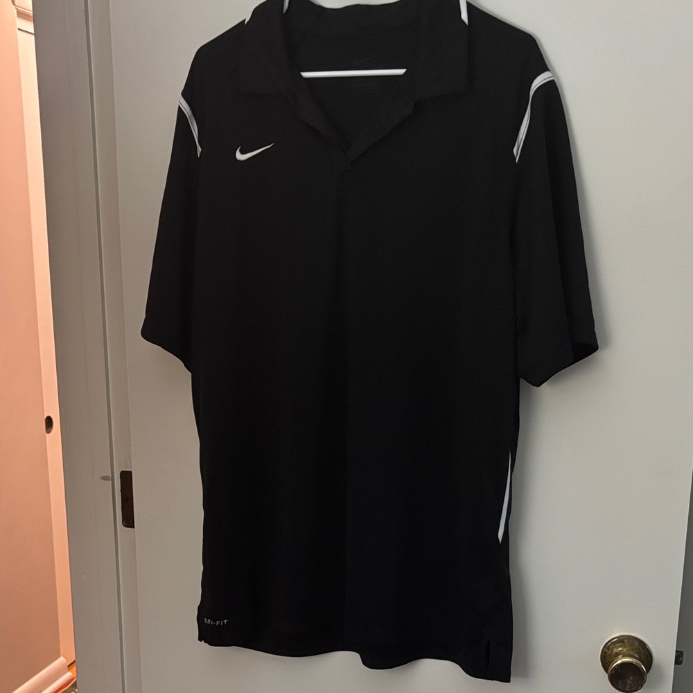 Nike Men's Black Polo with White Accents